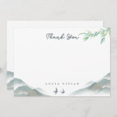 Rustiek groen Waterverf Mountain Blank Bedankkaart (Voorkant / Achterkant)