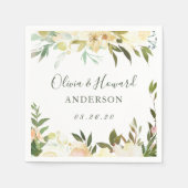 Rustiek groen Waterverf wilde bloemen bruiloft Servet (Voorkant)