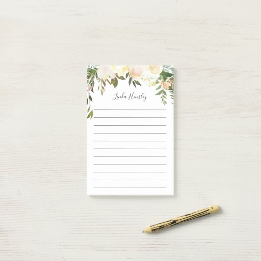 Rustiek groen Waterverf wilde flora Post-it® Notes (Op bureau)