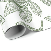 Rustiek groen winter bladeren vakantie inpakpapier (Rol Hoek)