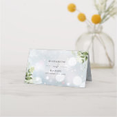 Rustiek groen winter bruiloft plaatskaartje (Achterkant)