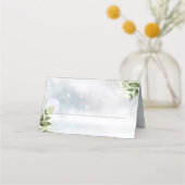 Rustiek groen winter bruiloft plaatskaartje (Voorkant)