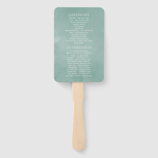 Rustiek groen winter bruiloft programma handwaaier (Achterkant)