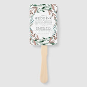 Rustiek groen winter bruiloft programma handwaaier (Voorkant)