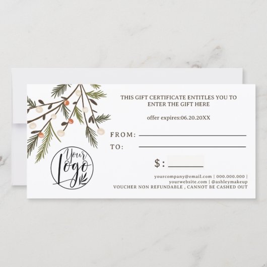 Rustiek groen Wintervakantie Kerst logo (Achterkant)