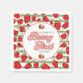 Rustiek Groen Wit Aardbei Patroon Berry Eerste Servet (Voorkant)