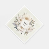 Rustiek groen wit bloemenmonogram bruiloft servet (Hoek)