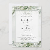 Rustiek groen, wit & groen loof bruiloft kaart (Voorkant)
