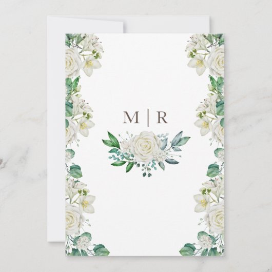 Rustiek groen & witte rozen geometrisch goud Invit Kaart (Achterkant)