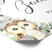 Rustiek groen Woodland Animals Baby Gastenboek Poster (Hoek)