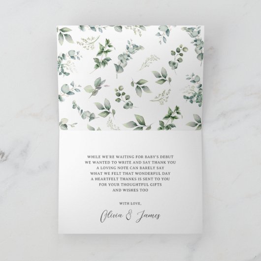 Rustiek groen Woodland Animals Baby shower Tent Bedankkaart (Binnen)