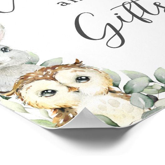 Rustiek groen Woodland Dieren Kaarten en geschenke Poster (Hoek)