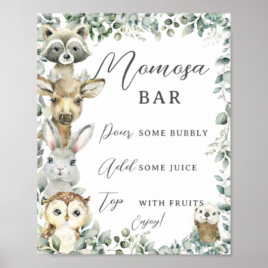 Rustiek groen Woodland Dieren Moomosa Bar Sign Poster (Voorkant)