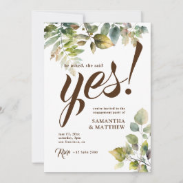 Rustiek groen zei ze ja verlovingsfeest kaart