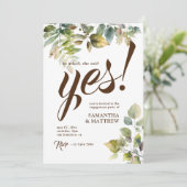 Rustiek groen zei ze ja verlovingsfeest kaart (Staand voorkant)