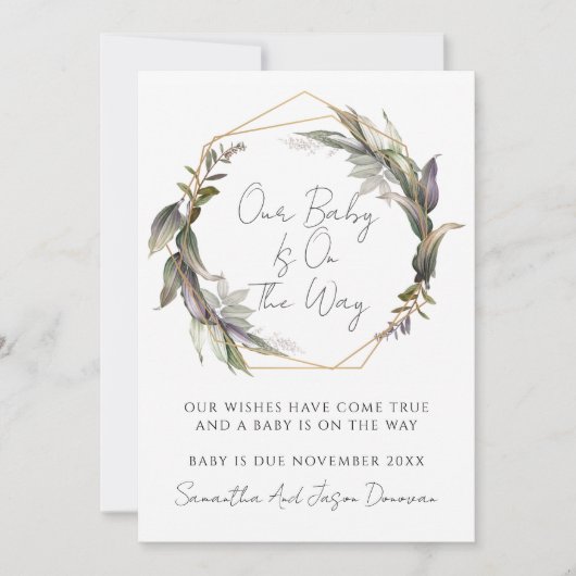 Rustiek groen Zwangerschap Aankondiging (Voorkant)