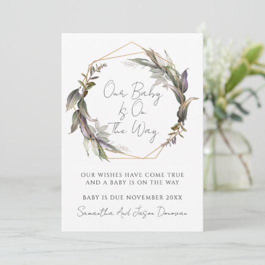 Rustiek groen Zwangerschap Aankondiging (Staand voorkant)