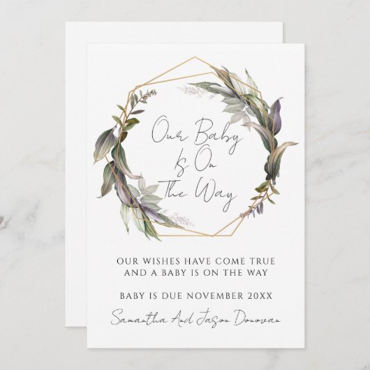 Rustiek groen Zwangerschap Aankondiging (Voorkant / Achterkant)