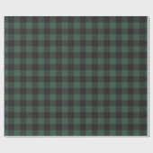 Rustiek groen & zwart Buffalo Plaid Vakantie Cadeaupapier (Vlak)