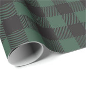 Rustiek groen & zwart Buffalo Plaid Vakantie Cadeaupapier (Rol Hoek)
