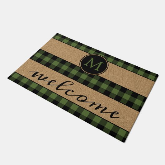 Rustiek Groen Zwart Buffel Check geruite patroon Deurmat (Schuin)