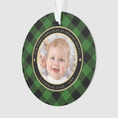 Rustiek Groen Zwart Plaid Eerste Grootouders Foto Ornament (voorkant)