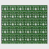 Rustiek groen zwart plaid met sneeuwvlok detail cadeaupapier (Vlak)