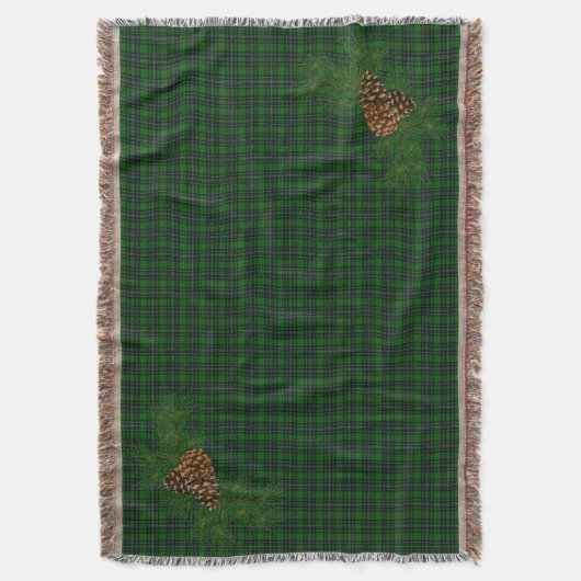 Rustiek Groen Zwart Plaid patroon pijnboomkegel Deken (Voorkant Verticaal)