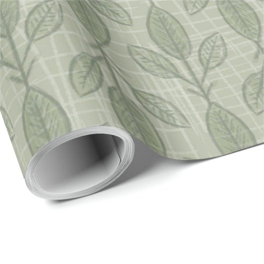 Rustiek Groene Botanische Kerst Cadeaupapier (Rol Hoek)