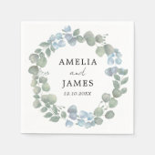 Rustiek groene Eucalyptus krans bruiloft Servet (Voorkant)