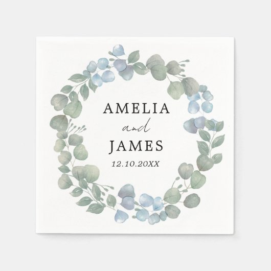 Rustiek groene Eucalyptus krans bruiloft Servet (Voorkant)