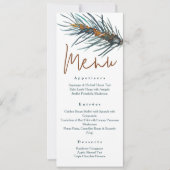 Rustiek Groene Pijnnaalden Receptie Diner Menu Kaart (Voorkant)