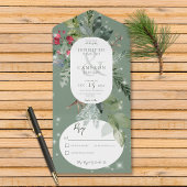 Rustiek Groene Pine & Holly Winter Sparkle Geen Di All In One Uitnodiging