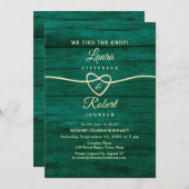 Rustiek Groene Touw Hart bruiloft receptie Kaart (Voorkant / Achterkant)