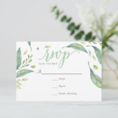 RUSTIEK Groene waterverf KRANS Foliage RSVP-kaart RSVP Kaartje (Staand voorkant)
