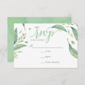 RUSTIEK Groene waterverf KRANS Foliage RSVP-kaart RSVP Kaartje (Voorkant / Achterkant)