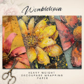 Rustiek Grunge Goud Roze Abstract Bloemen Decoupag Inpakpapier Vel