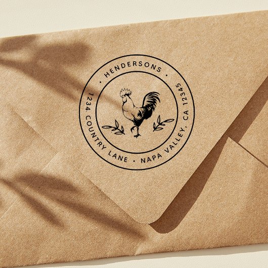 Rustiek Haan Rond Retouradres Rubberstempel