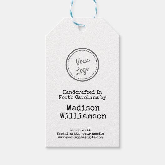 Rustiek handgemaakt in uw staat Voeg uw Logo toe Cadeaulabel (Voorkant)