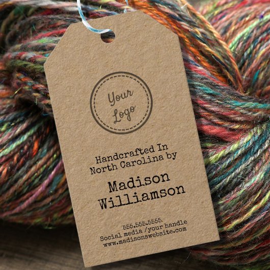 Rustiek handgemaakt in uw staat Voeg uw Logo toe Cadeaulabel