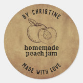Rustiek Handgemaakt met liefde perzik Jam Label (Voorkant)