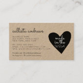 Rustiek handgemaakt met liefde zwarte harten kraft visitekaartje (Achterkant)