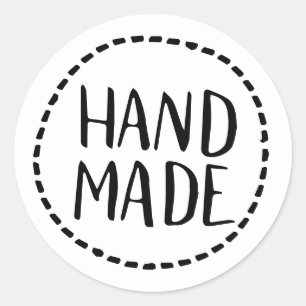 Rustiek handgemaakt zwart-wit handgetekend lettert ronde sticker