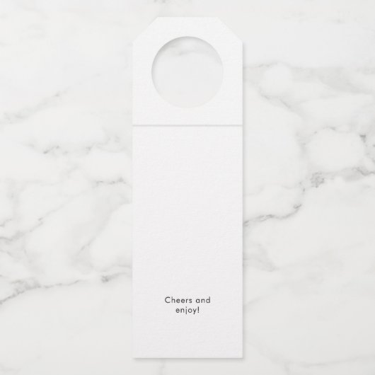 Rustiek handgeschreven script | Cheers Bottle Labe Flessenhanger (Achterkant)