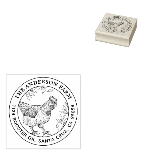 Rustiek  handgetekend kip Boerderij | Eieren Rubberstempel (Gestempeld)