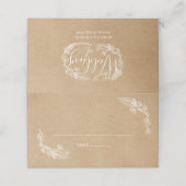 Rustiek handgetekende Floral Garland Script Plaatskaartje (Buitenkant ongevouwen)