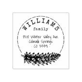 Rustiek Handschrift Pine Cone familie retour adres Rubberstempel (Afrduk)