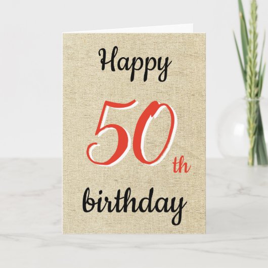 Rustiek Happy Birthday Script 50ste verjaardag Kaa Kaart (Voorkant)