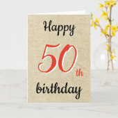 Rustiek Happy Birthday Script 50ste verjaardag Kaa Kaart (Gele Bloem)