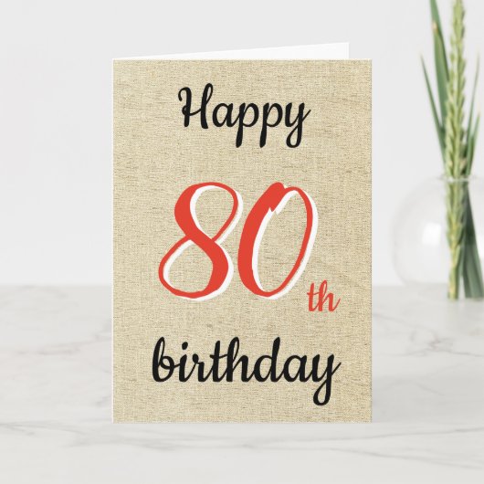 Rustiek Happy Birthday Script 80ste verjaardag Kaart (Voorkant)